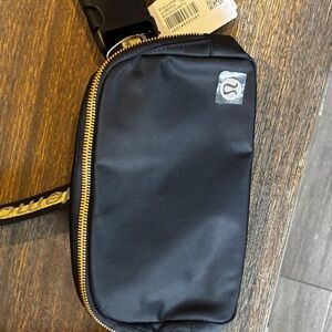 lululemon athletica Midnight Black Belt Bag with Gold Zipper